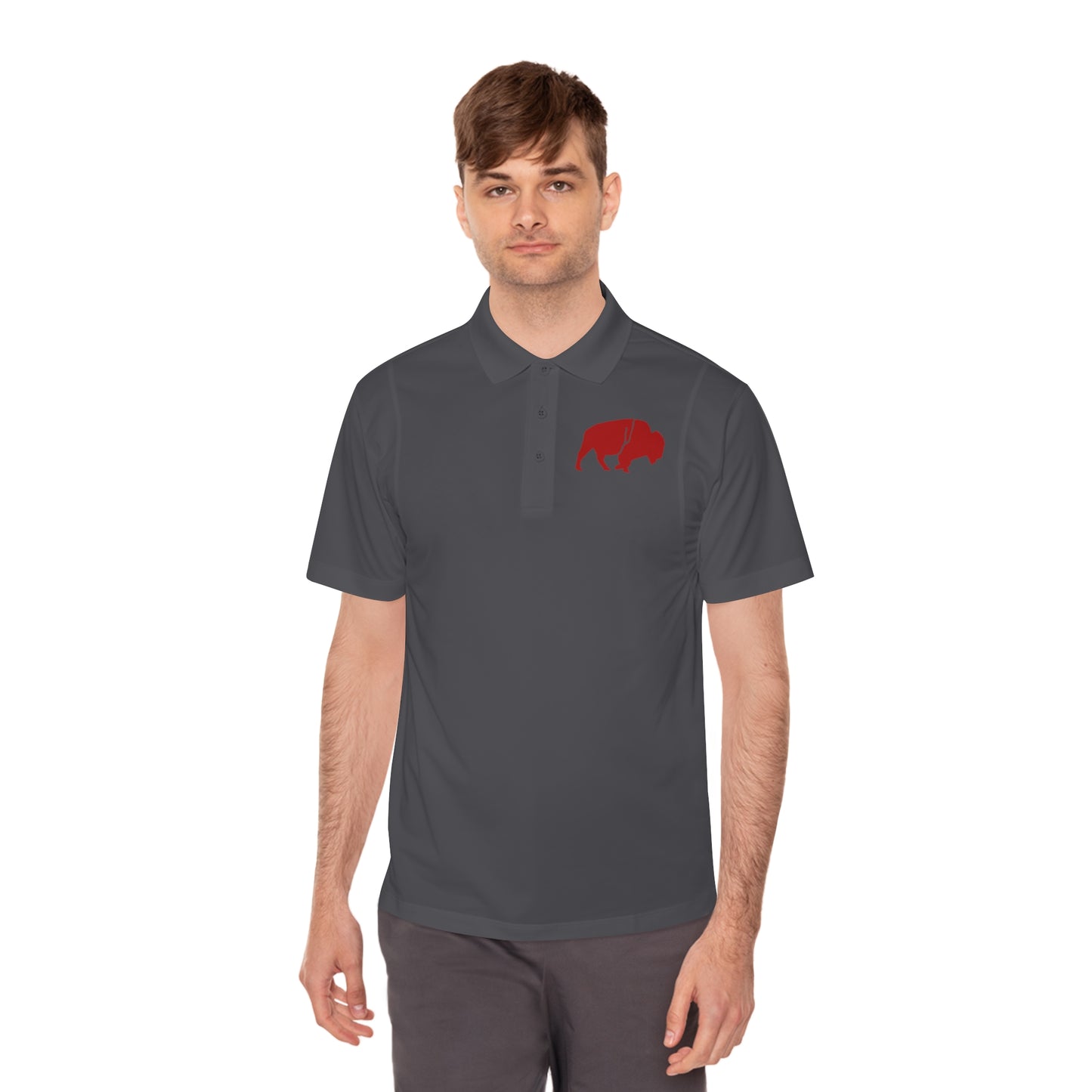 Men's Sport Polo Shirt with Buffalo Design - Casual Wear, Golf Shirt, Summer Collection, Outdoor Activity Shirt, Gift for Him