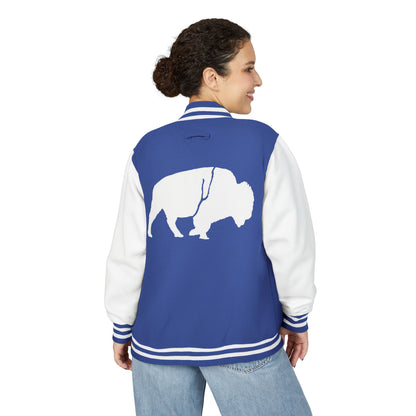 Stylish Unisex Heavyweight Letterman Jacket with Bold Buffalo Design | Perfect for Sports Fans, College Events, and Casual Outings