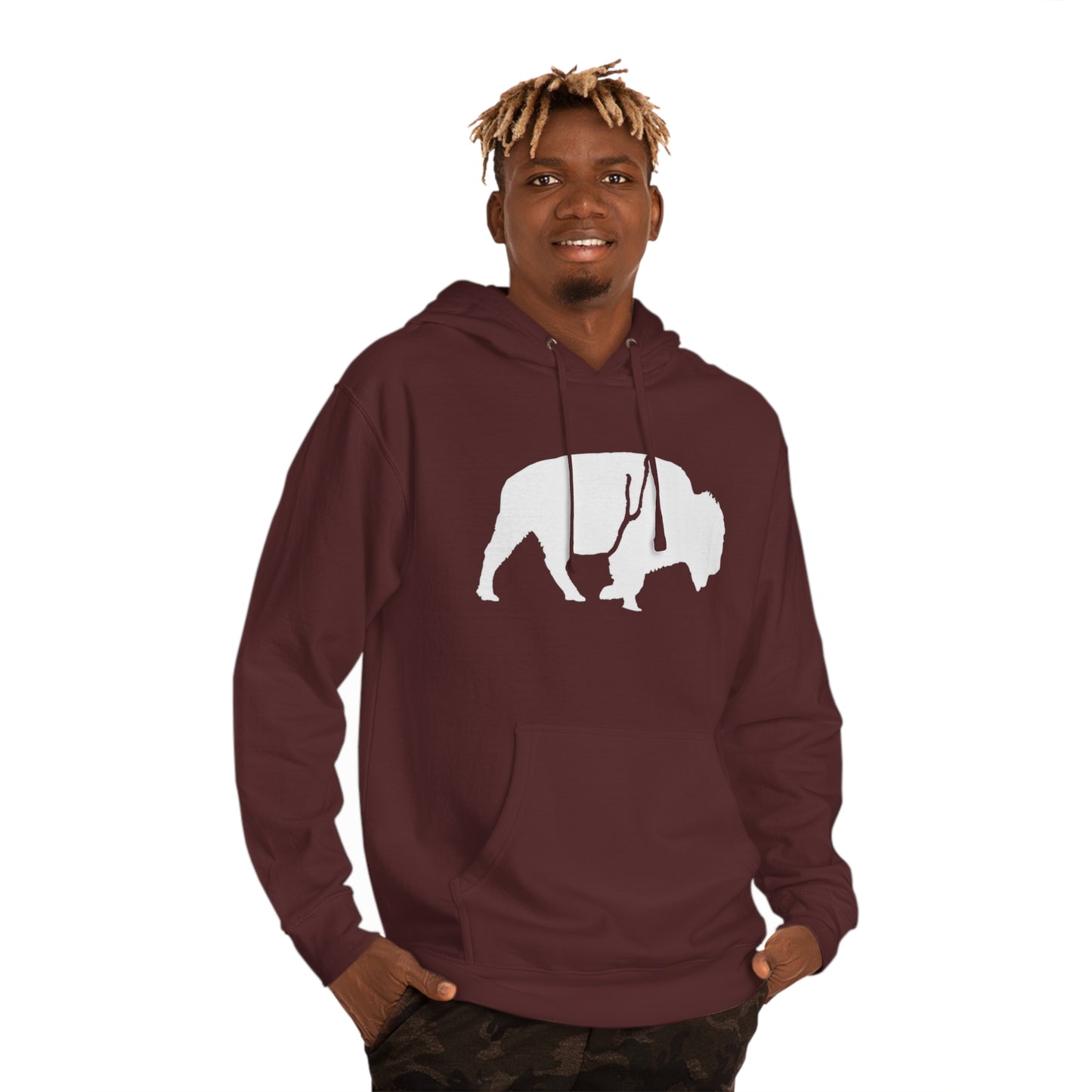 QKA Bills Backers White Standing Buffalo Hoodie