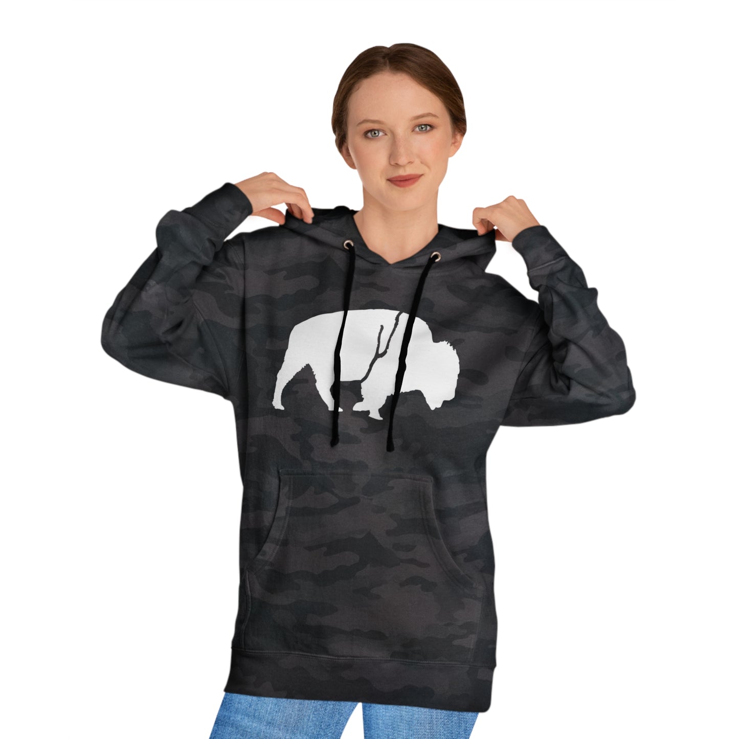 QKA Bills Backers White Standing Buffalo Hoodie