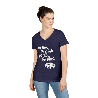 V-Neck T-Shirt - MVP 17's Quote 'Be Good, Do Good, God Bless, Go Bills'