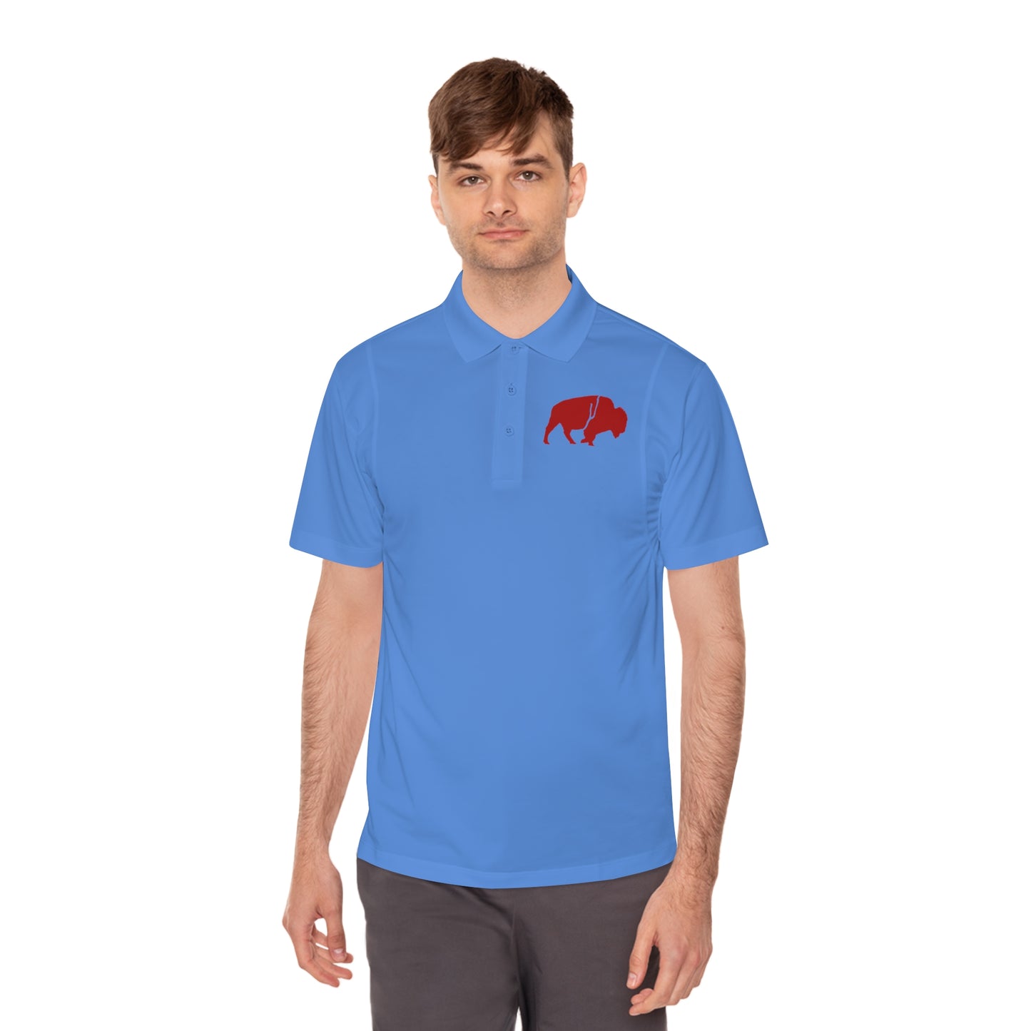 Men's Sport Polo Shirt with Buffalo Design - Casual Wear, Golf Shirt, Summer Collection, Outdoor Activity Shirt, Gift for Him