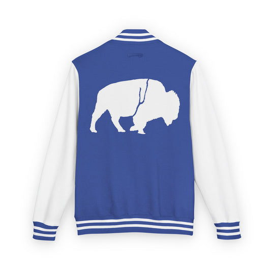 Stylish Unisex Heavyweight Letterman Jacket with Bold Buffalo Design | Perfect for Sports Fans, College Events, and Casual Outings