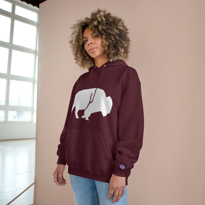 QKA Bills Backers White Standing Buffalo Champion Hoodie