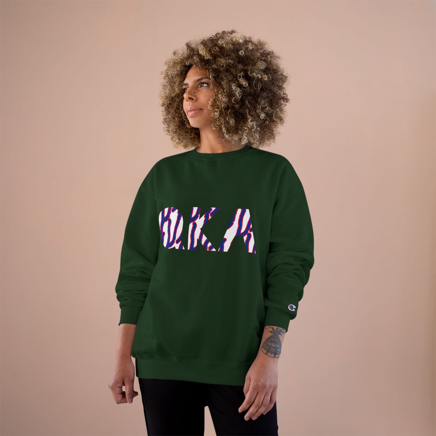 Stylish O.K.A. Champion Sweatshirt, Cozy Casual Wear, Gift for Friends, Ideal for Holidays, Summer Nights, Relaxation, Athleisure