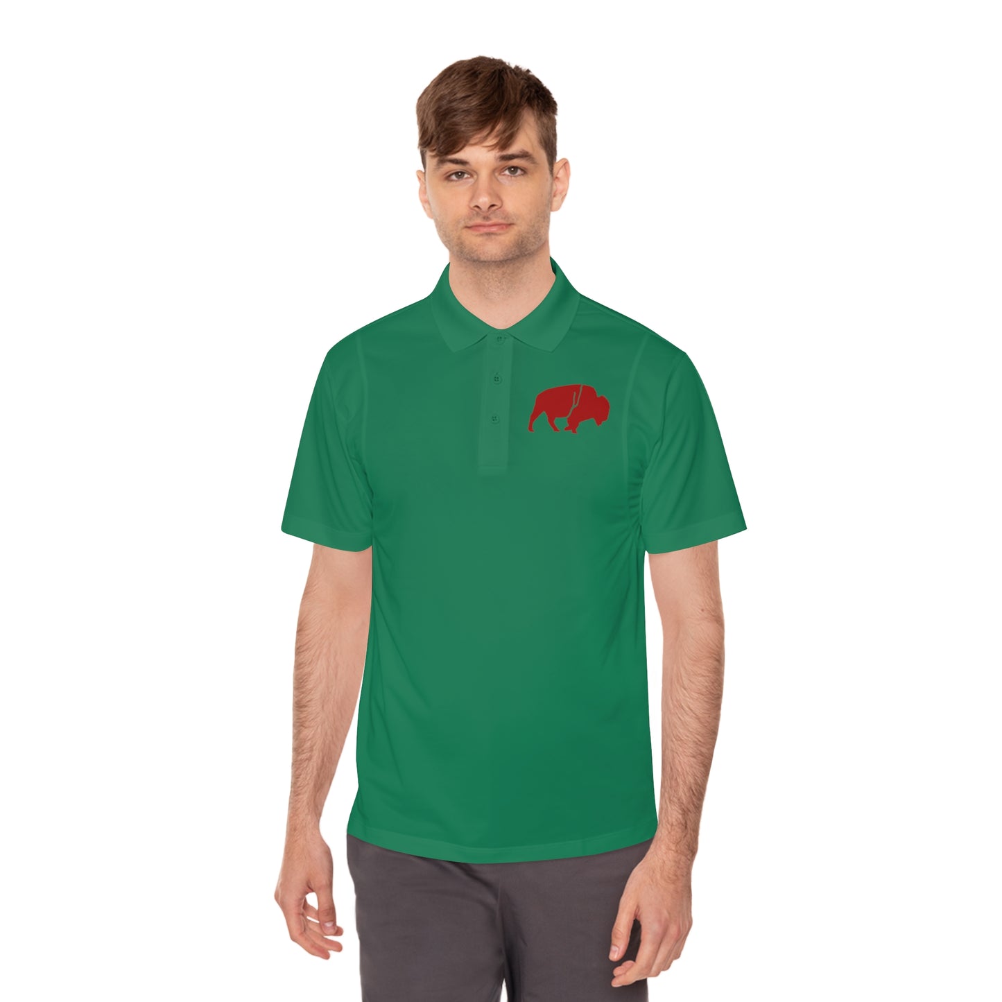 Men's Sport Polo Shirt with Buffalo Design - Casual Wear, Golf Shirt, Summer Collection, Outdoor Activity Shirt, Gift for Him