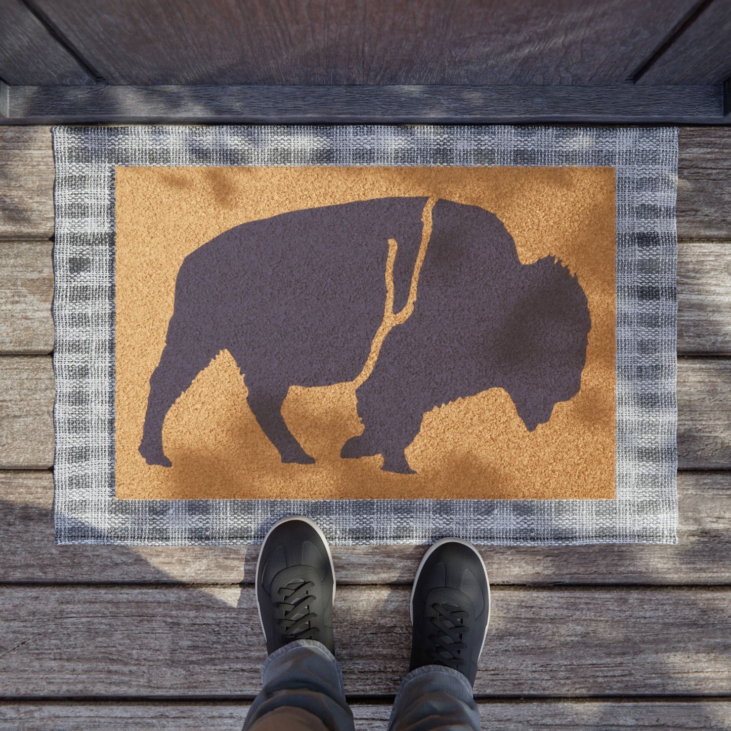 QKA Bills Silhouette Doormat, Rustic Home Decor, Front Porch Welcome Mat, Outdoor Entry Rug, Animal Lover Gift, Farmhouse Style