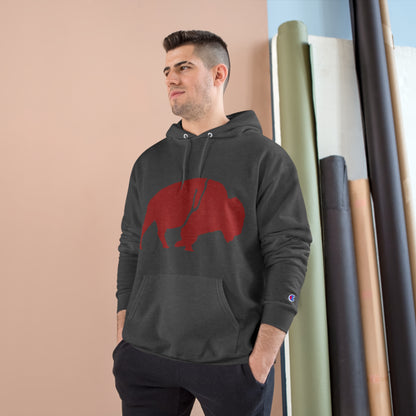 QKA Bills Backers Red Standing Buffalo Champion Hoodie