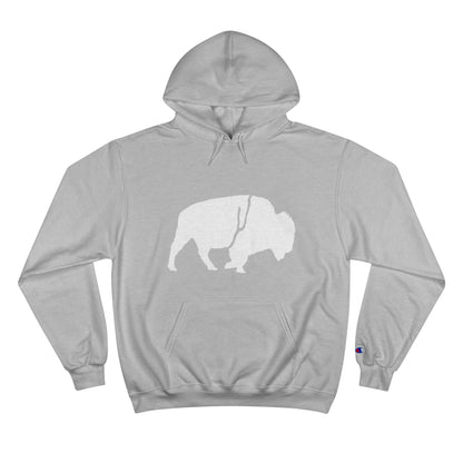 QKA Bills Backers White Standing Buffalo Champion Hoodie