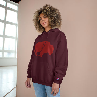 QKA Bills Backers Red Standing Buffalo Champion Hoodie