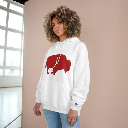 QKA Bills Backers Red Standing Buffalo Champion Hoodie
