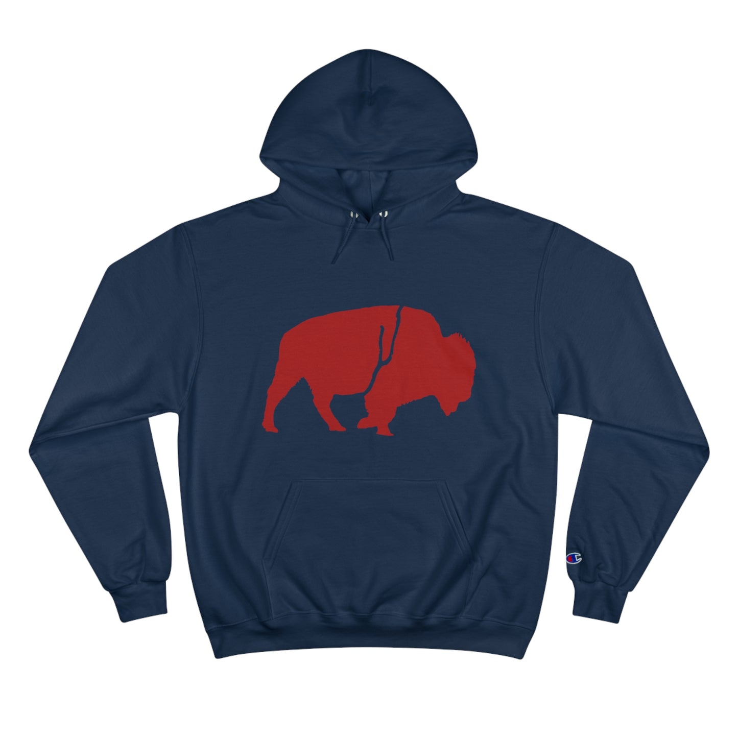 QKA Bills Backers Red Standing Buffalo Champion Hoodie