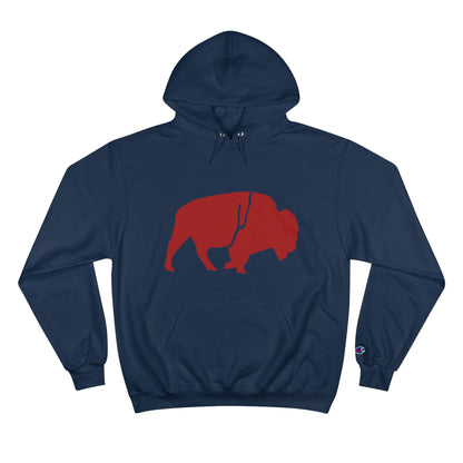 QKA Bills Backers Red Standing Buffalo Champion Hoodie