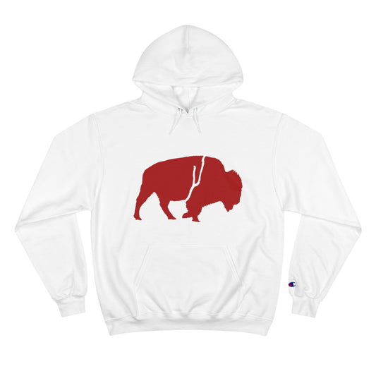 QKA Bills Backers Red Standing Buffalo Champion Hoodie