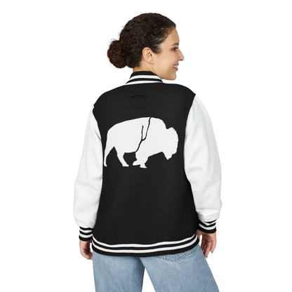 Stylish Unisex Heavyweight Letterman Jacket with Bold Buffalo Design | Perfect for Sports Fans, College Events, and Casual Outings