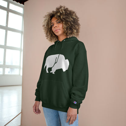 QKA Bills Backers White Standing Buffalo Champion Hoodie