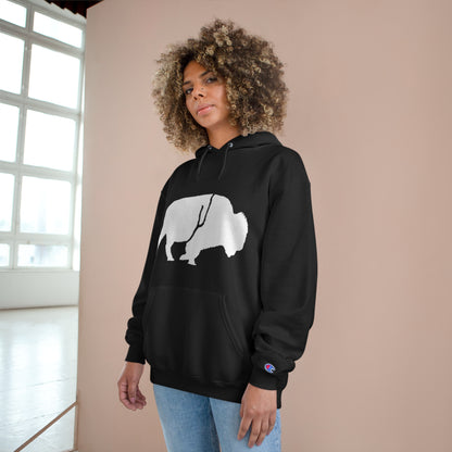 QKA Bills Backers White Standing Buffalo Champion Hoodie