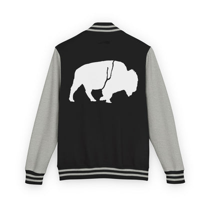 Stylish Unisex Heavyweight Letterman Jacket with Bold Buffalo Design | Perfect for Sports Fans, College Events, and Casual Outings