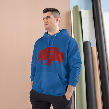 QKA Bills Backers Red Standing Buffalo Champion Hoodie