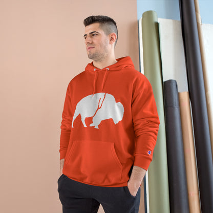 QKA Bills Backers White Standing Buffalo Champion Hoodie