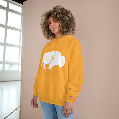 QKA Bills Backers White Standing Buffalo Champion Hoodie