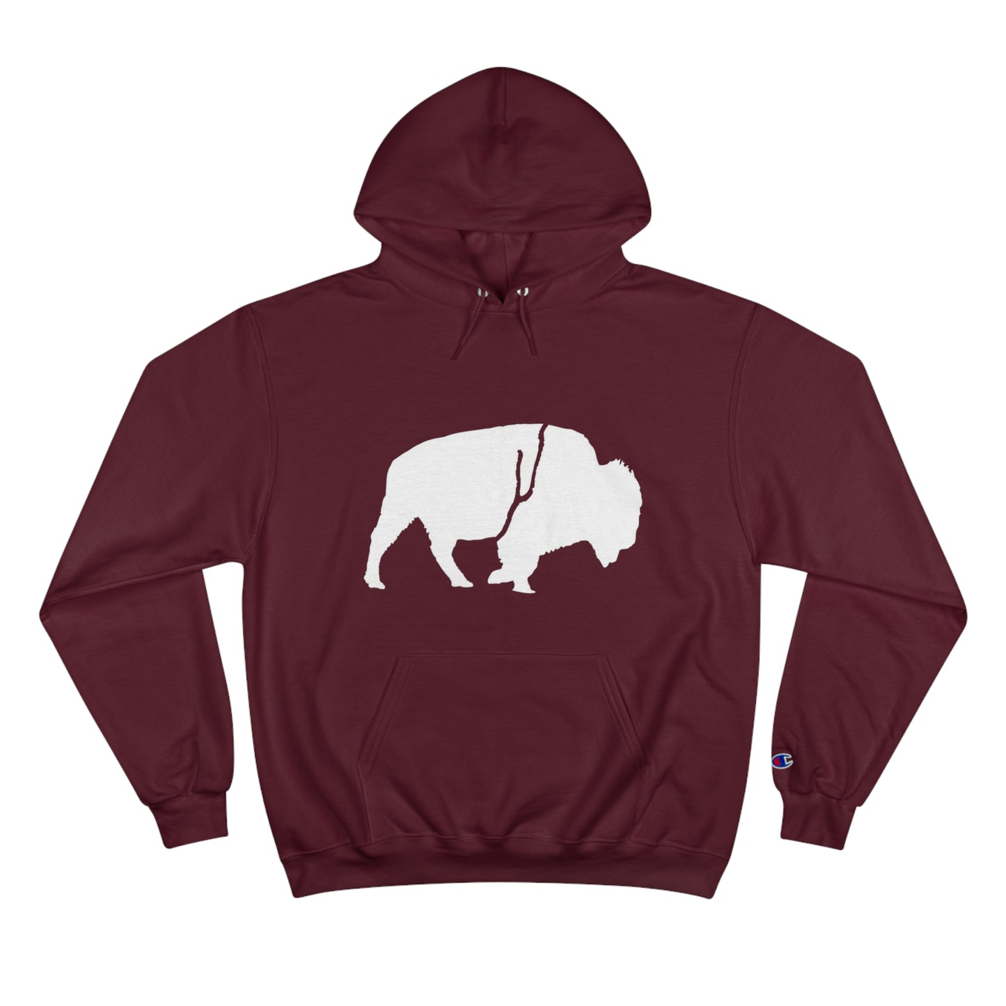 QKA Bills Backers White Standing Buffalo Champion Hoodie
