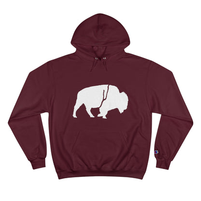 QKA Bills Backers White Standing Buffalo Champion Hoodie