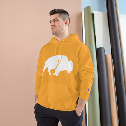 QKA Bills Backers White Standing Buffalo Champion Hoodie