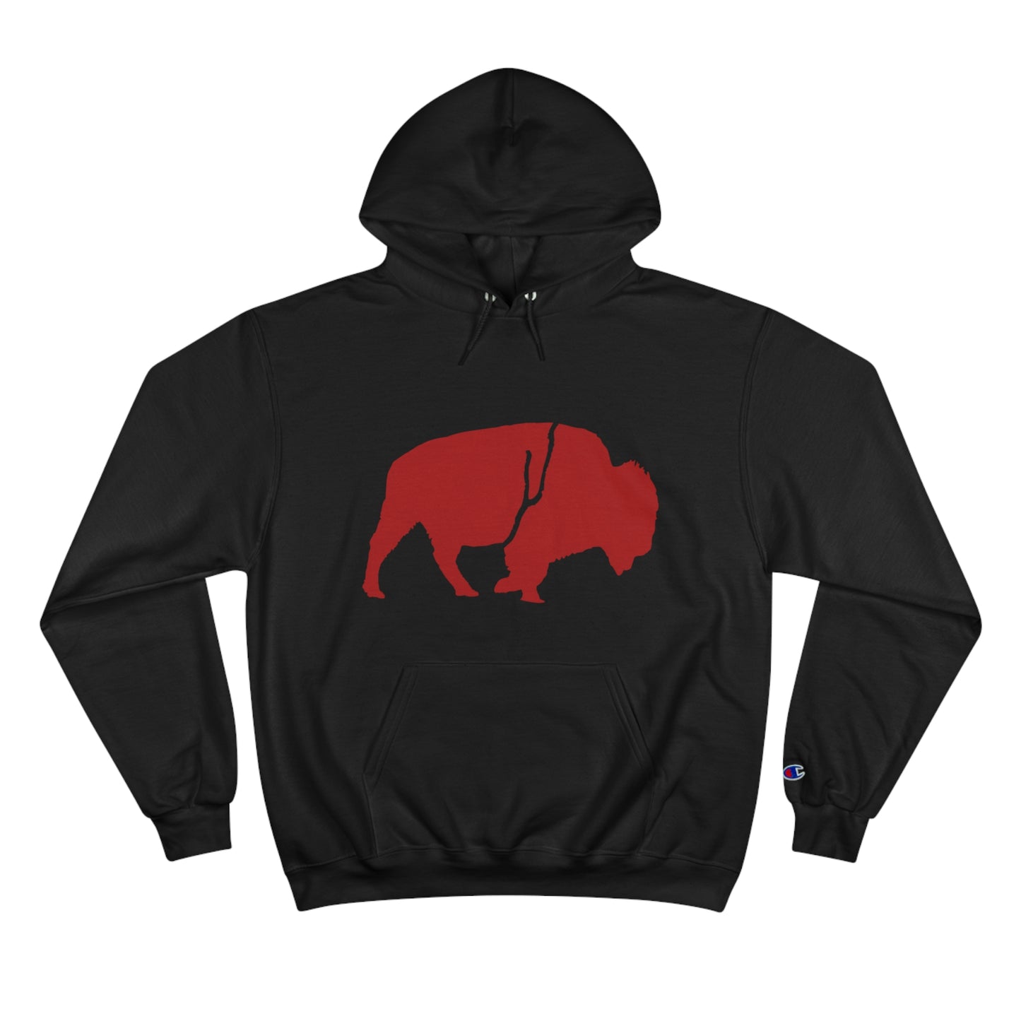 QKA Bills Backers Red Standing Buffalo Champion Hoodie