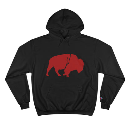 QKA Bills Backers Red Standing Buffalo Champion Hoodie